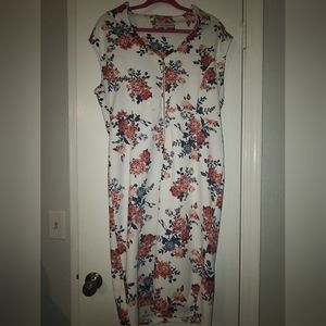 White Floral Print Dress